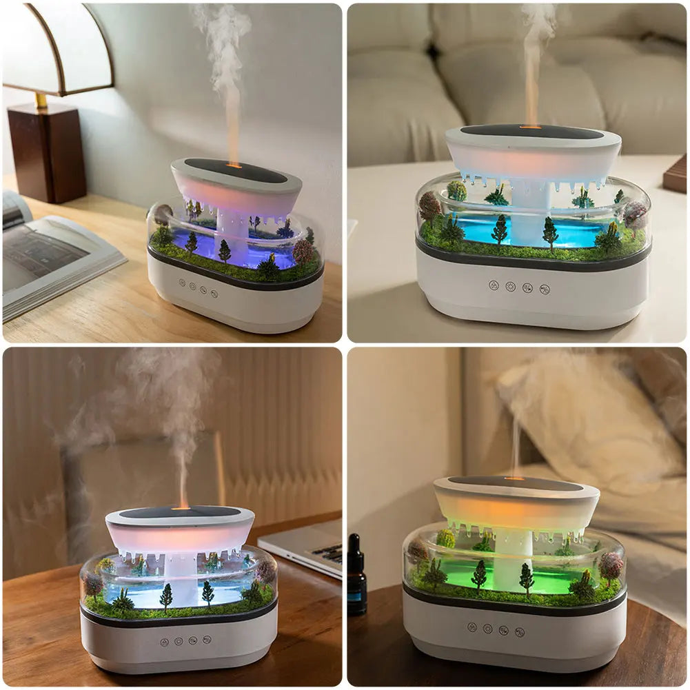 Rain Cloud Car Air Humidifier Water Drip Micro Landscape Cool Mist Humidifier 7 Night Light Essential Oil Diffuser for Bedroom