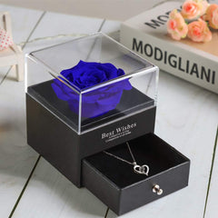 Christmas Flowers Gifts for Womans Birthday Gifts,Preserved Blue Real Rose with I Love You Necklace in 100 Languages, Unique Gifts for Girlfriend Wife Mom on Christmas Valentines Anniversary Birthday