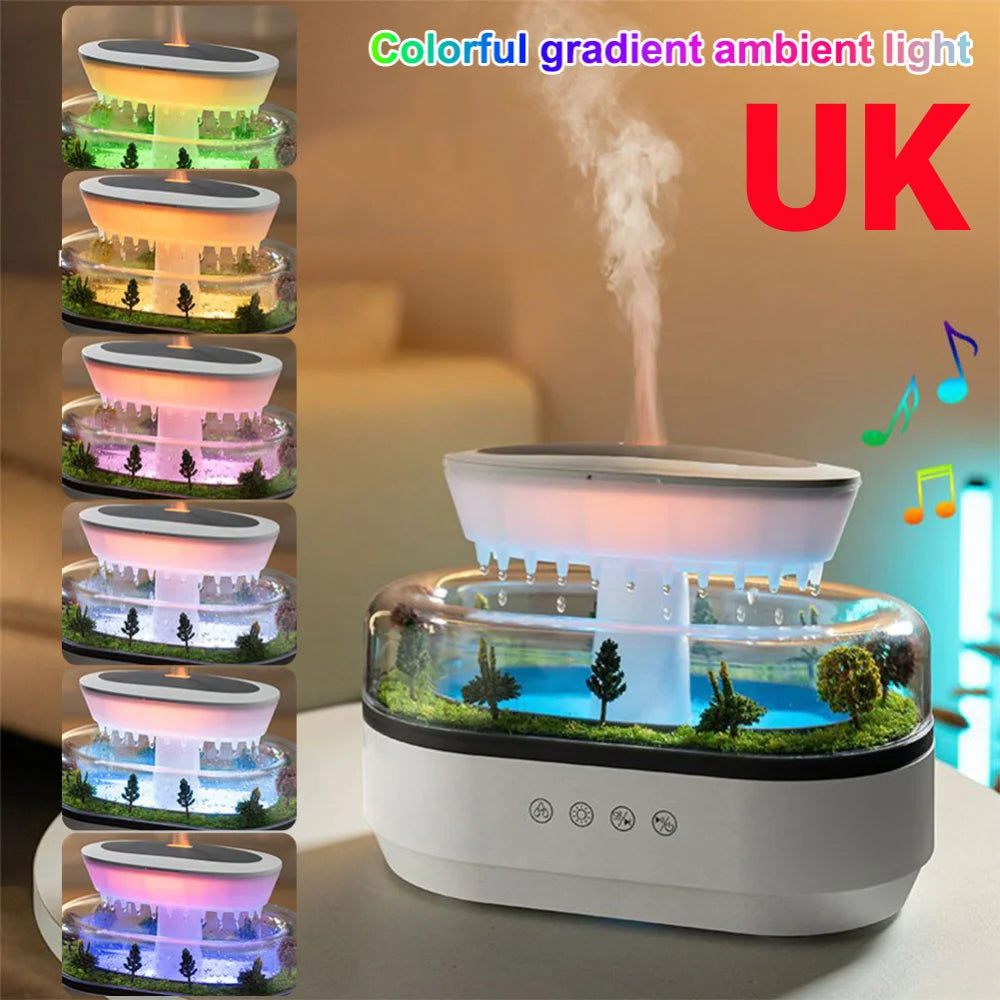 Rain Cloud Car Air Humidifier Water Drip Micro Landscape Cool Mist Humidifier 7 Night Light Essential Oil Diffuser for Bedroom