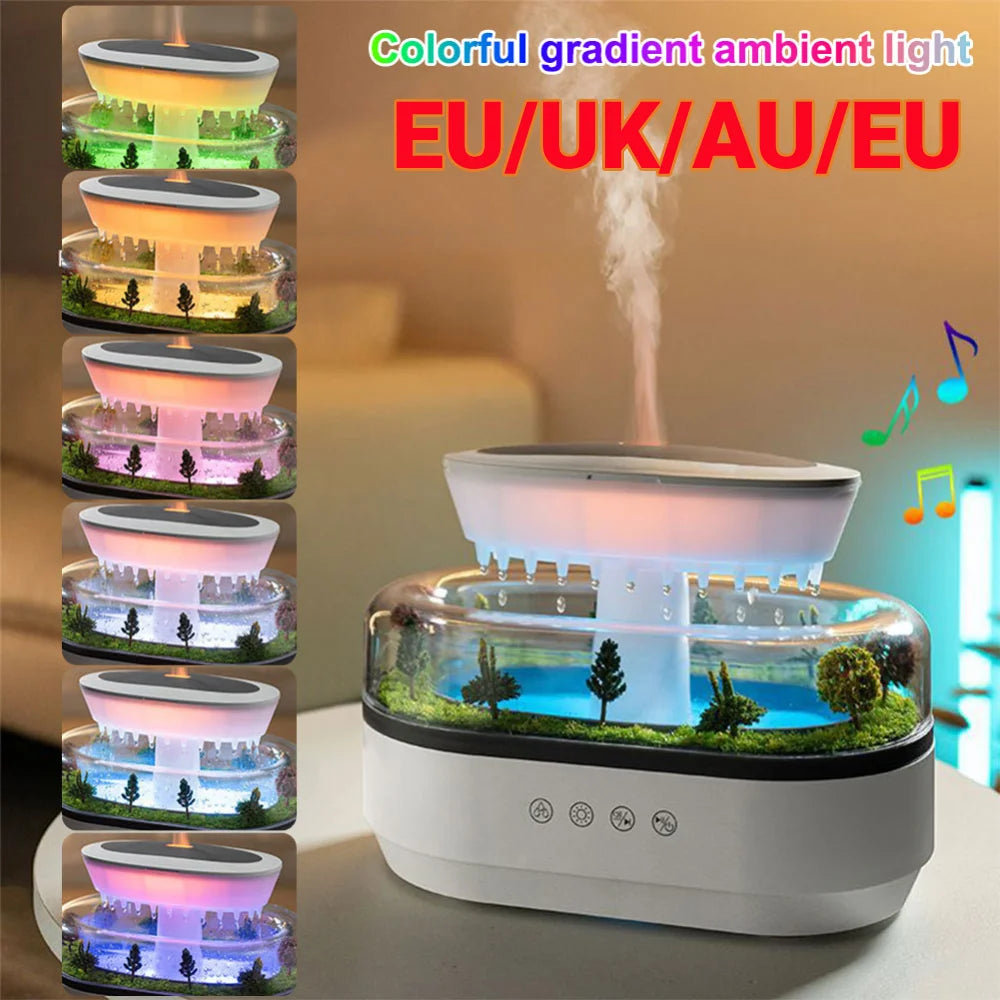 Rain Cloud Car Air Humidifier Water Drip Micro Landscape Cool Mist Humidifier 7 Night Light Essential Oil Diffuser for Bedroom